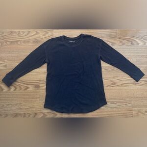 Abercrombie & Fitch Charcoal Gray Waffle Knit Long Sleeve Tee - Large